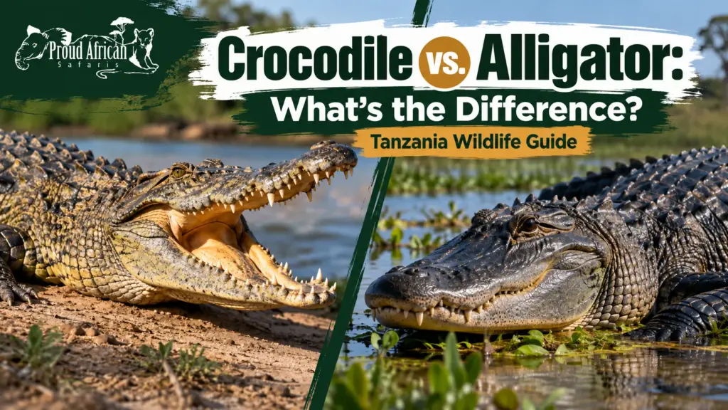 Crocodile vs alligator in Tanzania safari
